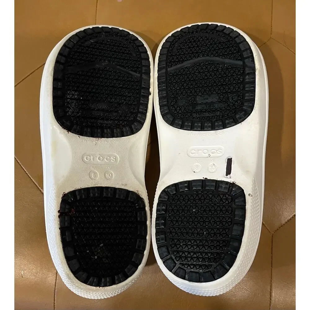 Crocs On-The-Clock Slip-On Clogs, White, Women's 10 ‎ Mens 8 Work Shoes Comfort